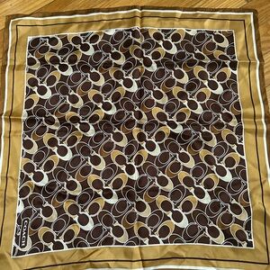 Coach Brown and Tan Patterned Scarf